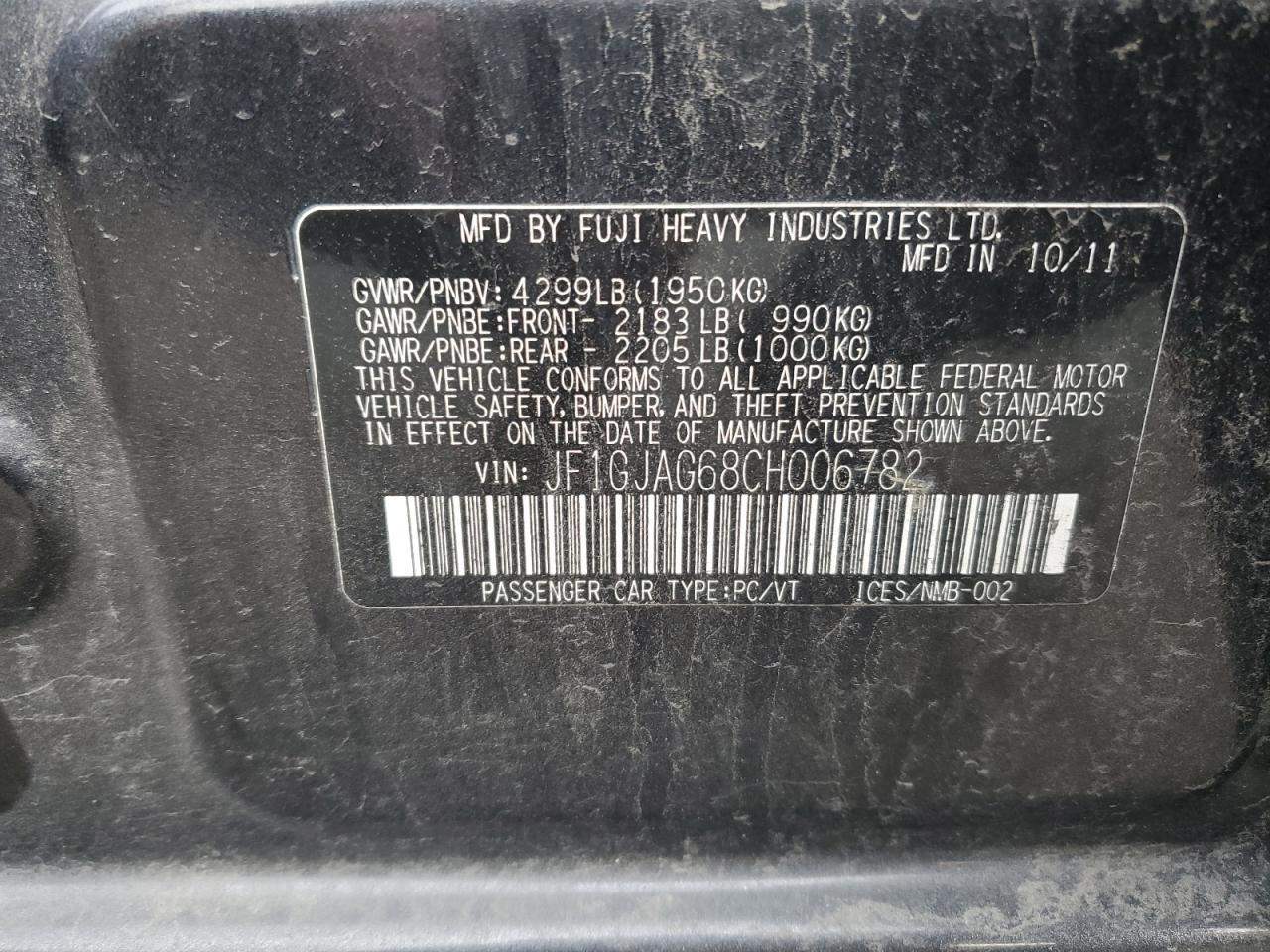 2012 SUBARU IMPREZA