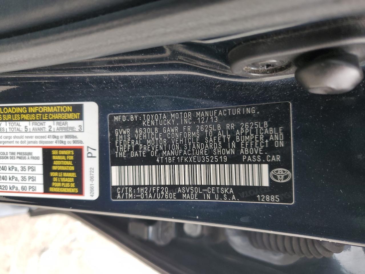 2014 TOYOTA CAMRY