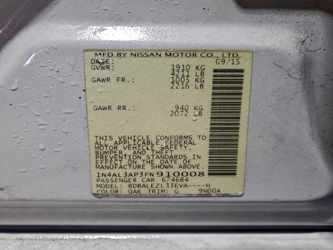 2015 NISSAN ALTIMA
