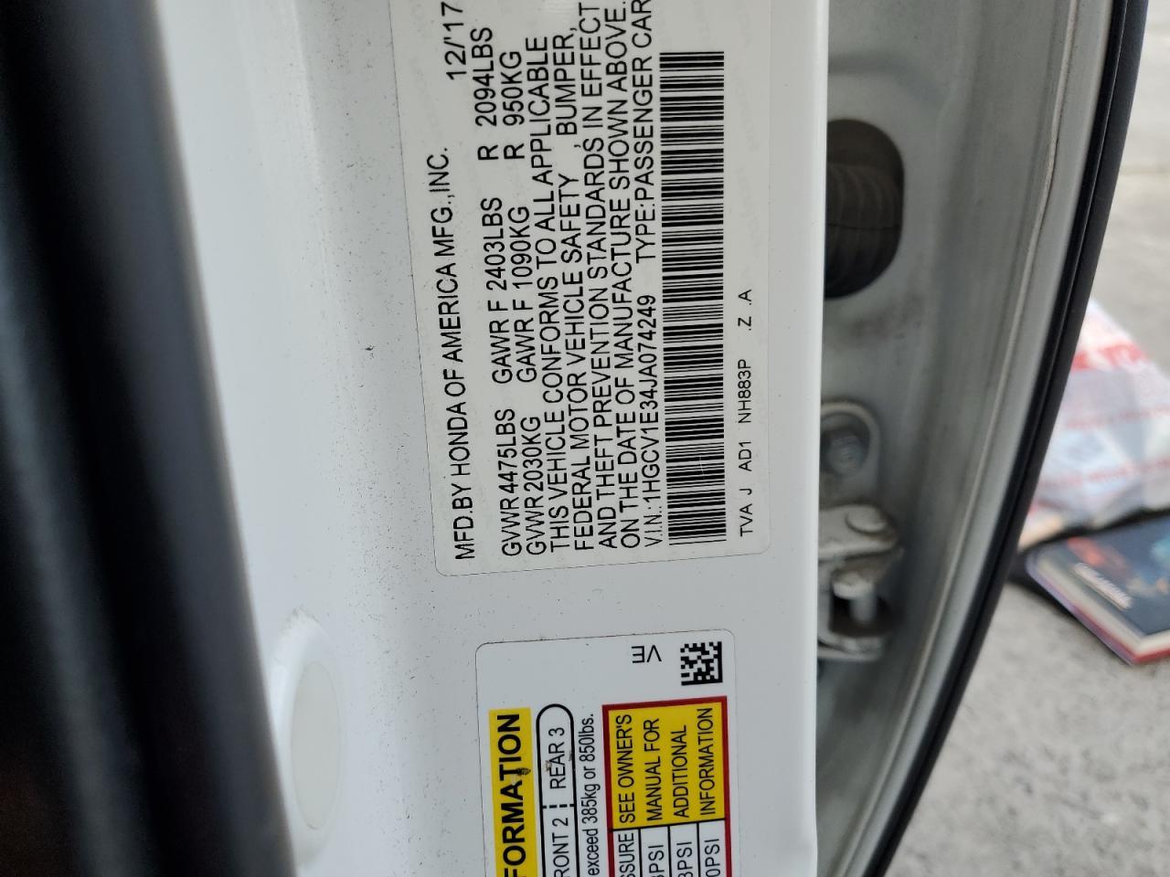 2018 HONDA ACCORD