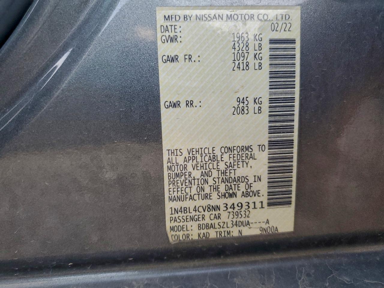 2022 NISSAN ALTIMA