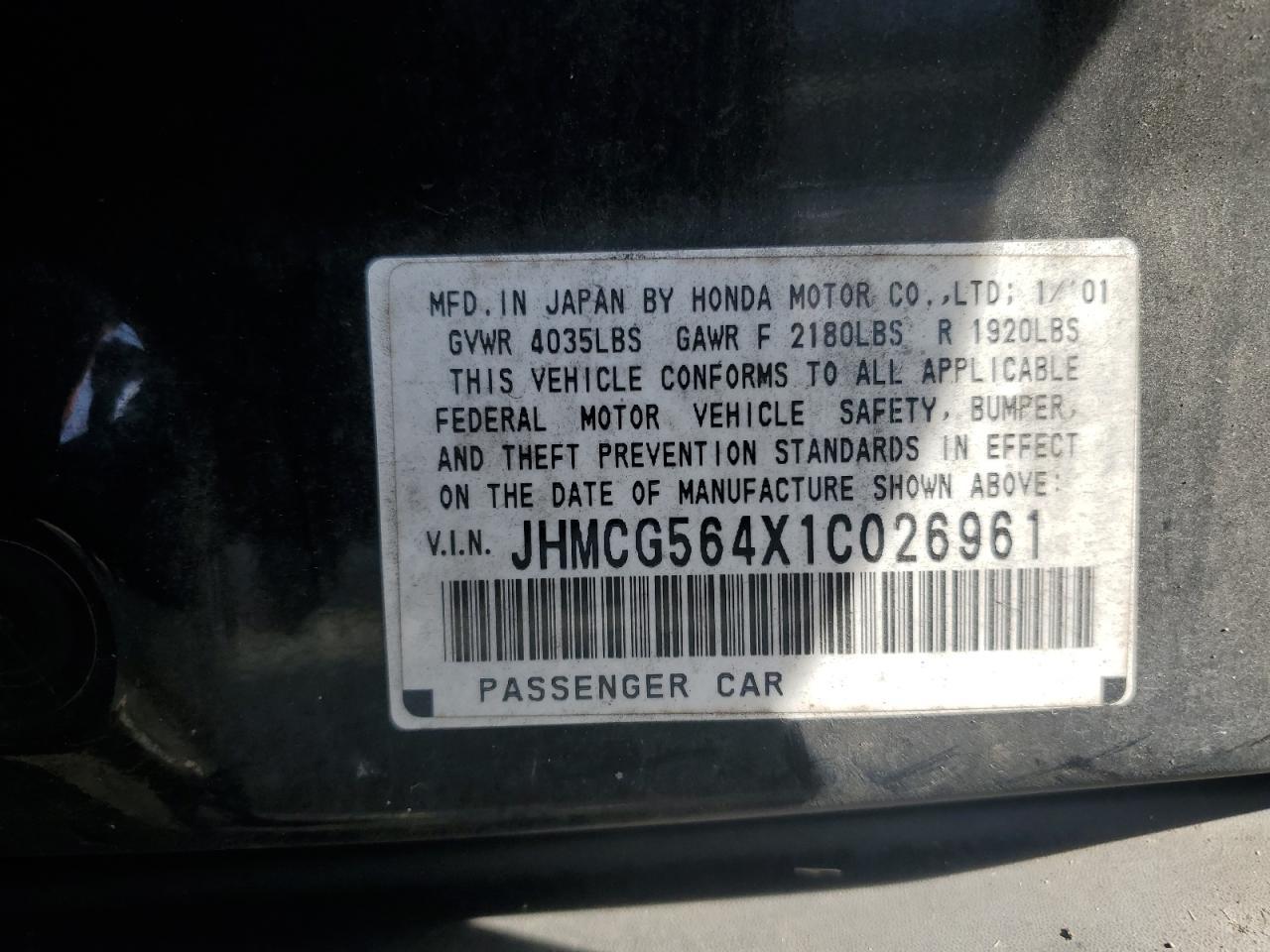 2001 HONDA ACCORD