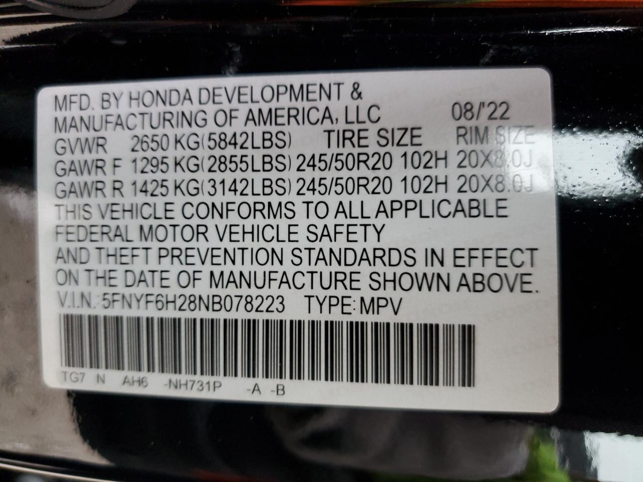 2022 HONDA PILOT