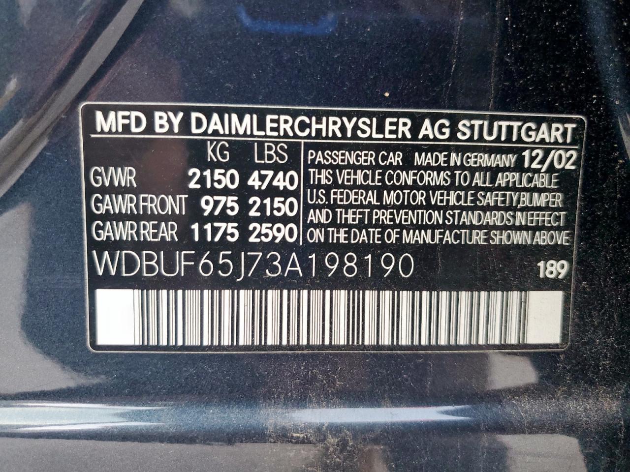 2003 MERCEDES-BENZ E-Class