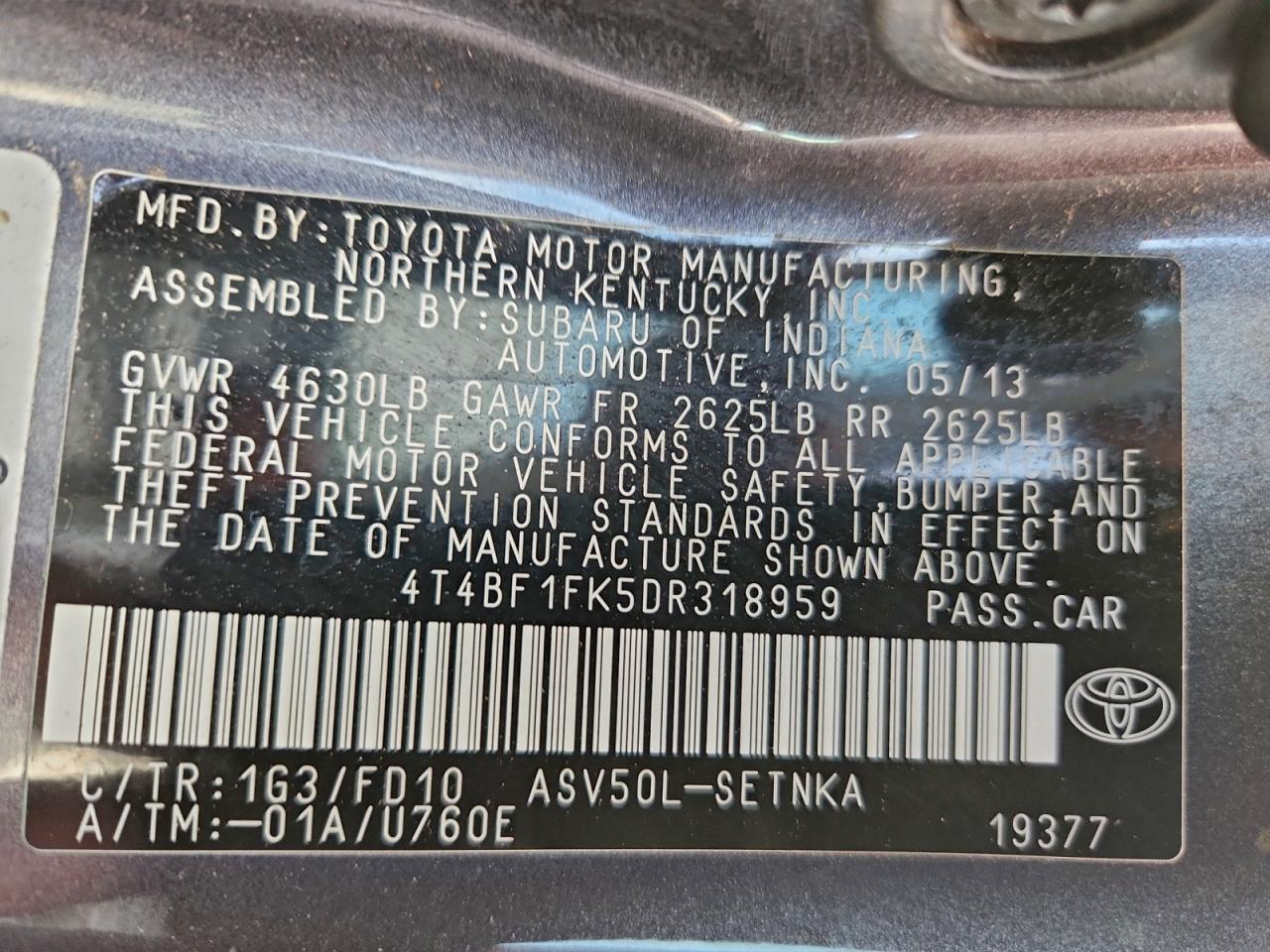 2013 TOYOTA CAMRY