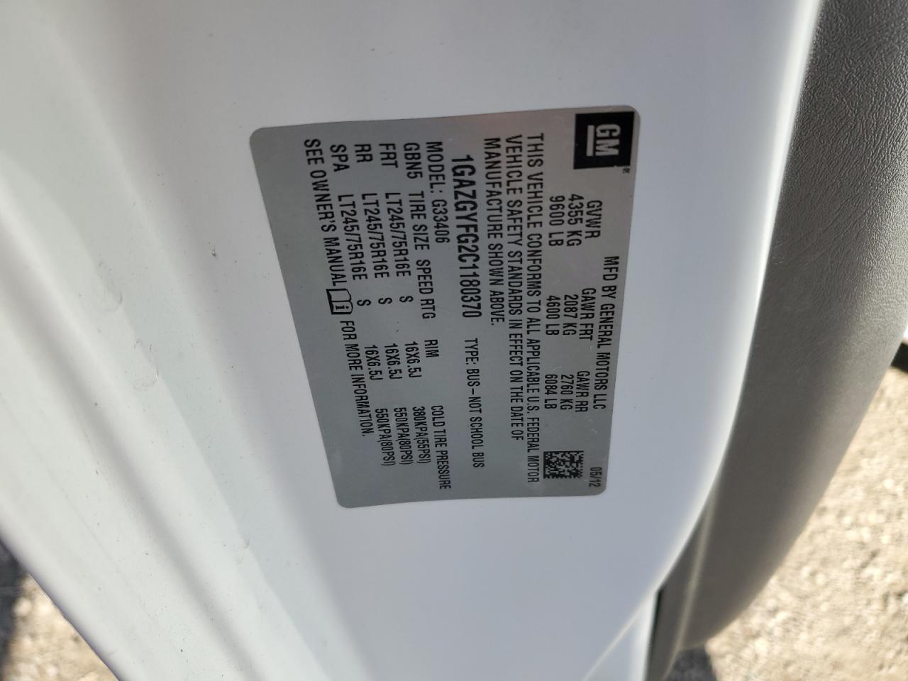 2012 CHEVROLET Express 3500