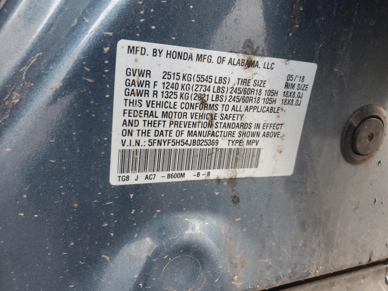 2018 HONDA PILOT