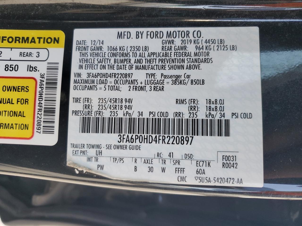2015 FORD FUSION