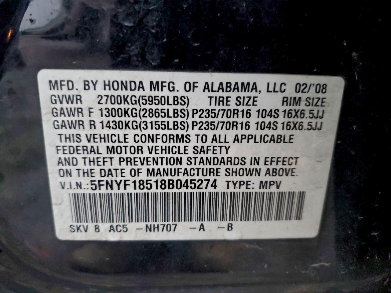 2008 HONDA PILOT