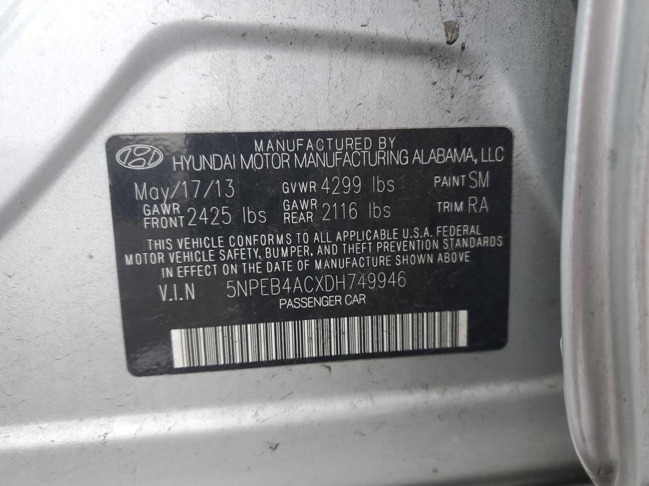 2013 HYUNDAI SONATA