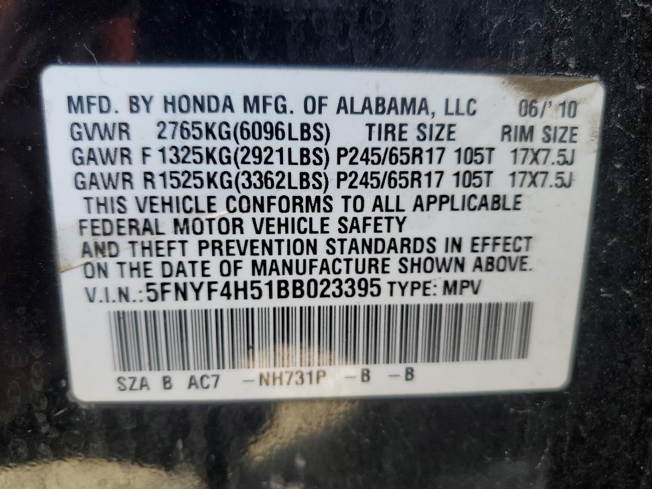 2011 HONDA PILOT