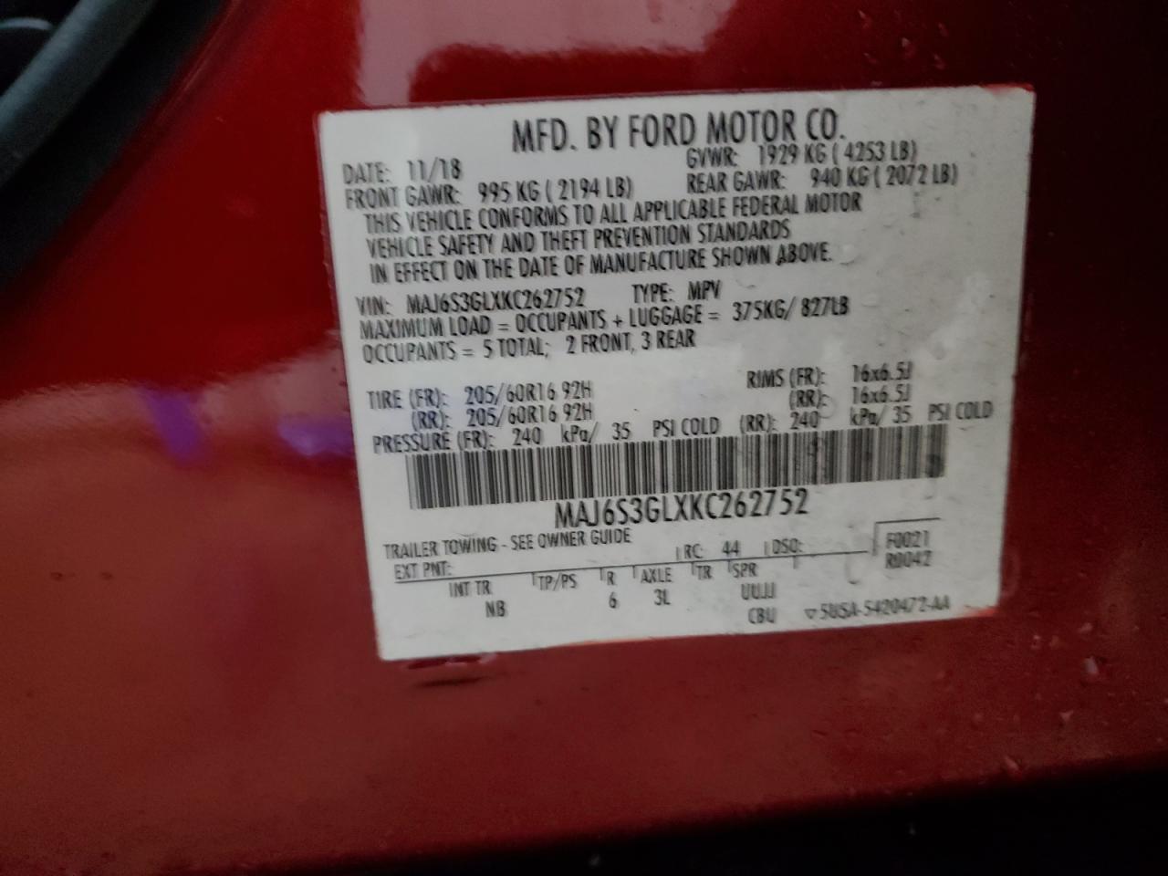2019 FORD EcoSport