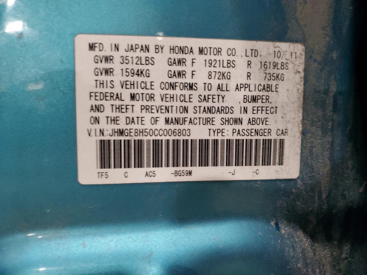 2012 HONDA FIT