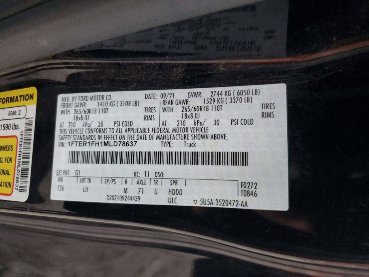 2021 FORD RANGER
