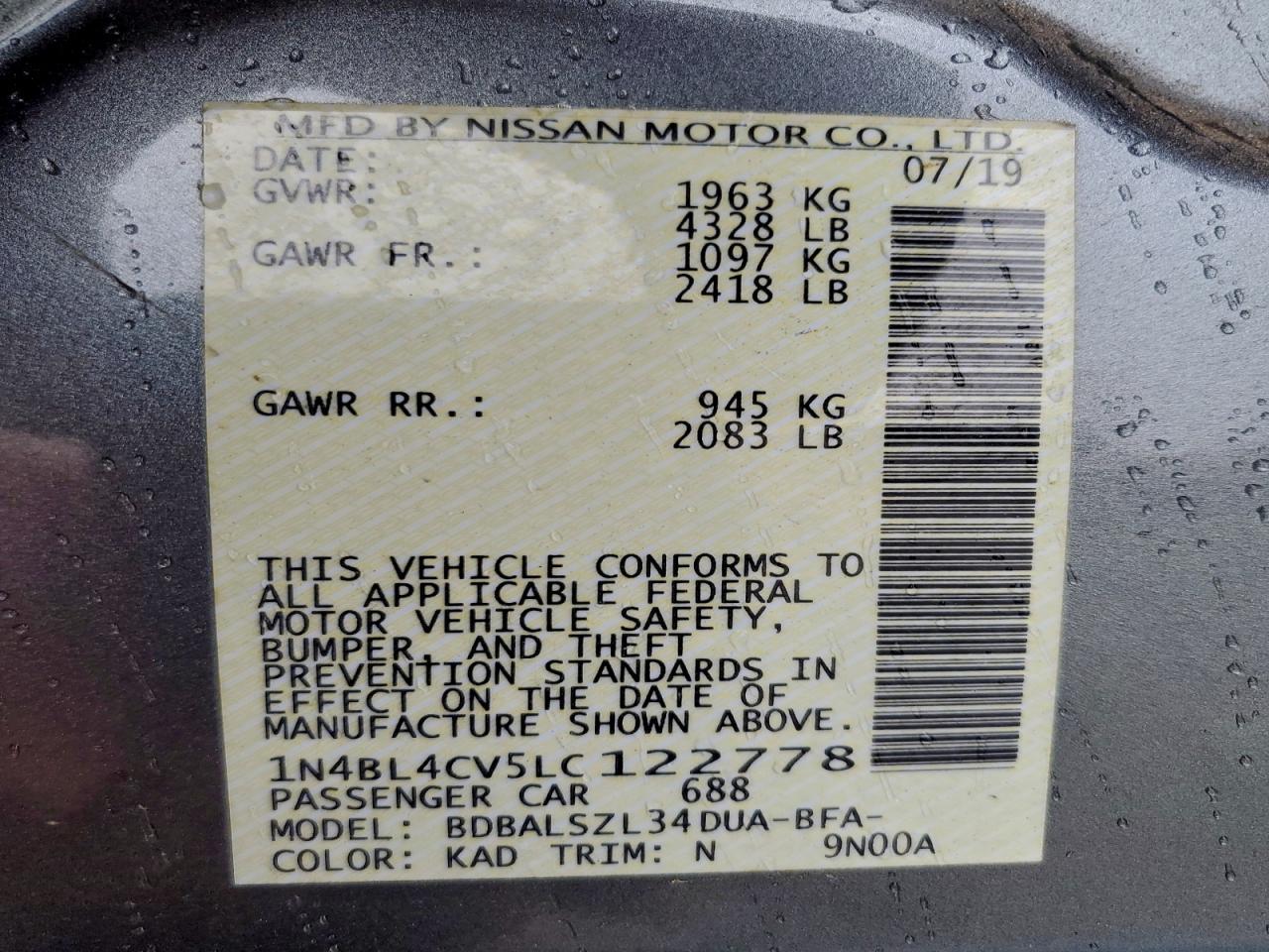 2020 NISSAN ALTIMA