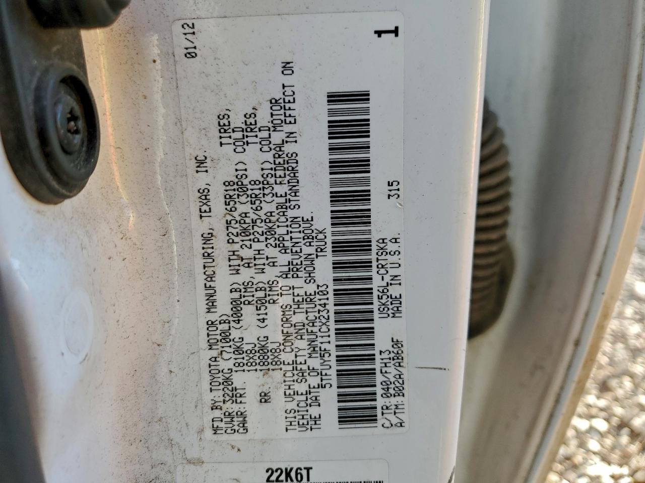 2012 TOYOTA TUNDRA