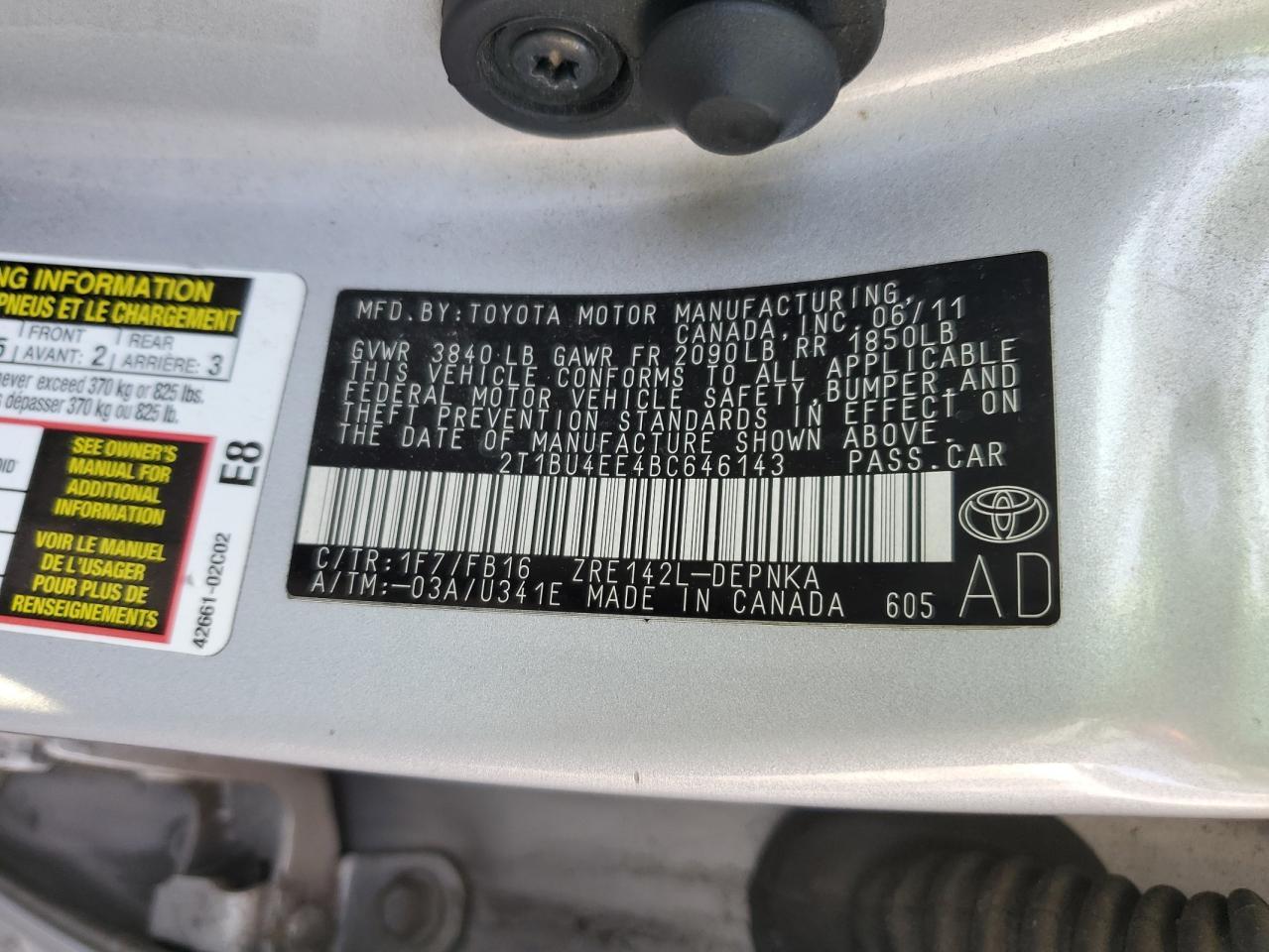 2011 TOYOTA COROLLA