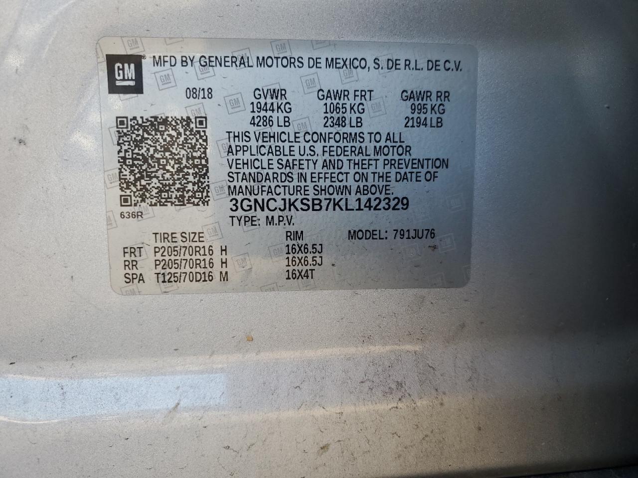 2019 CHEVROLET TRAX