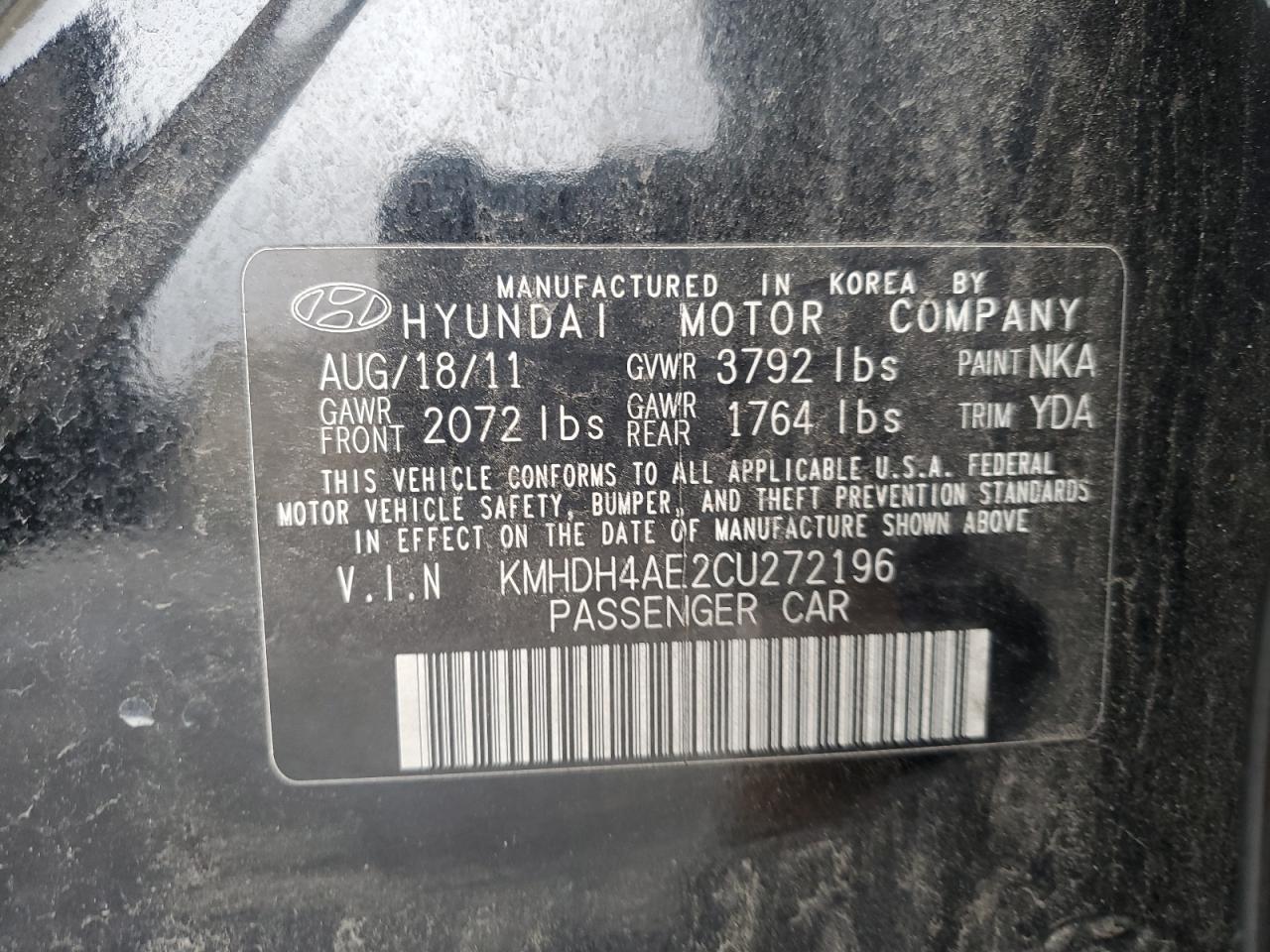 2012 HYUNDAI ELANTRA