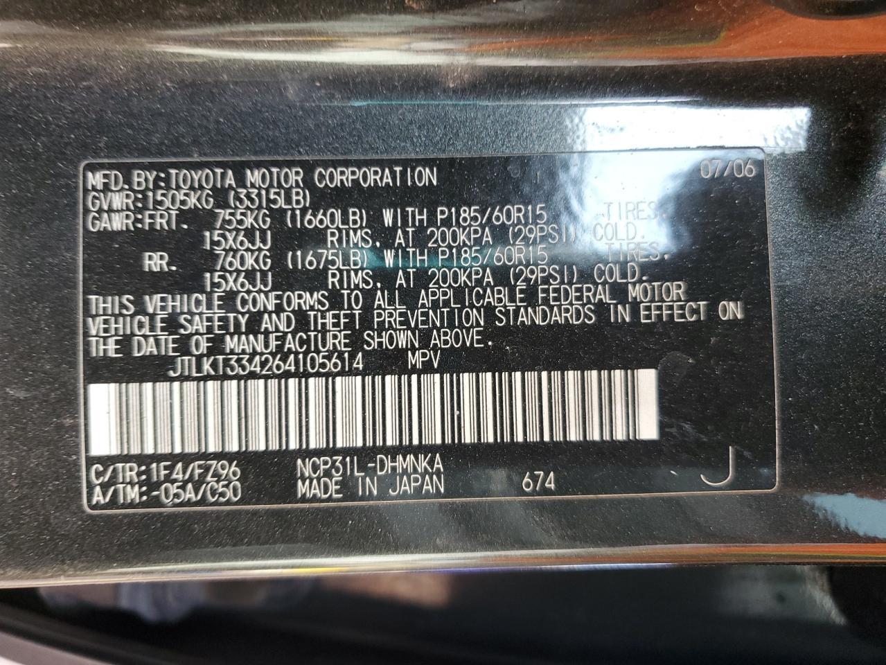 2006 TOYOTA SCION