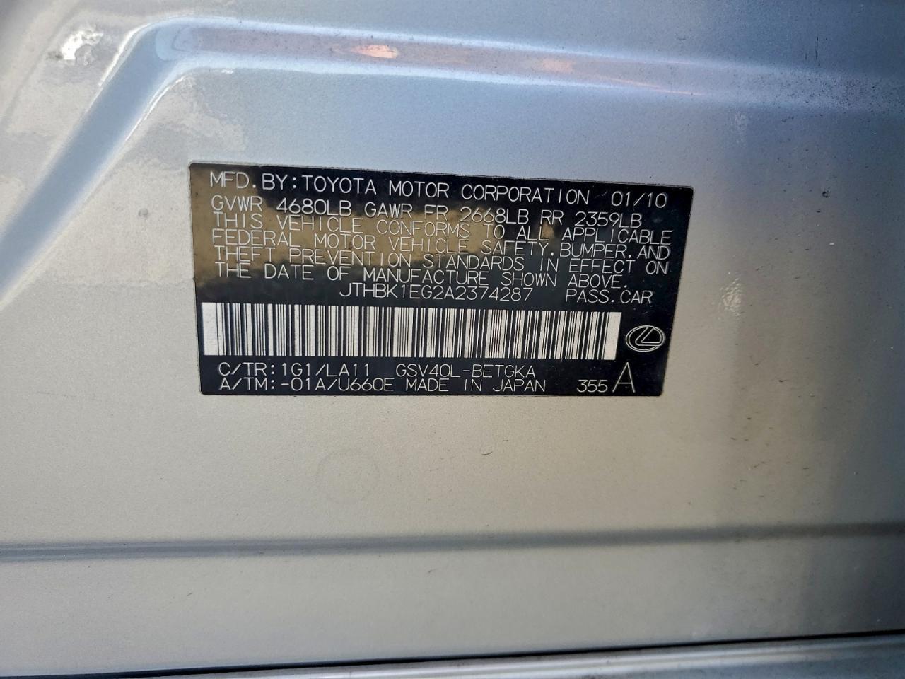 2010 LEXUS ES 350