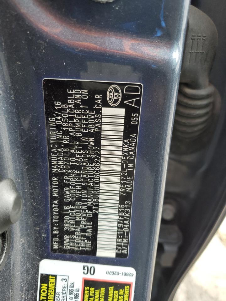 2016 TOYOTA COROLLA