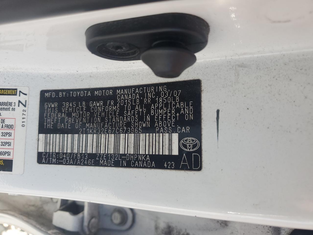 2007 TOYOTA COROLLA