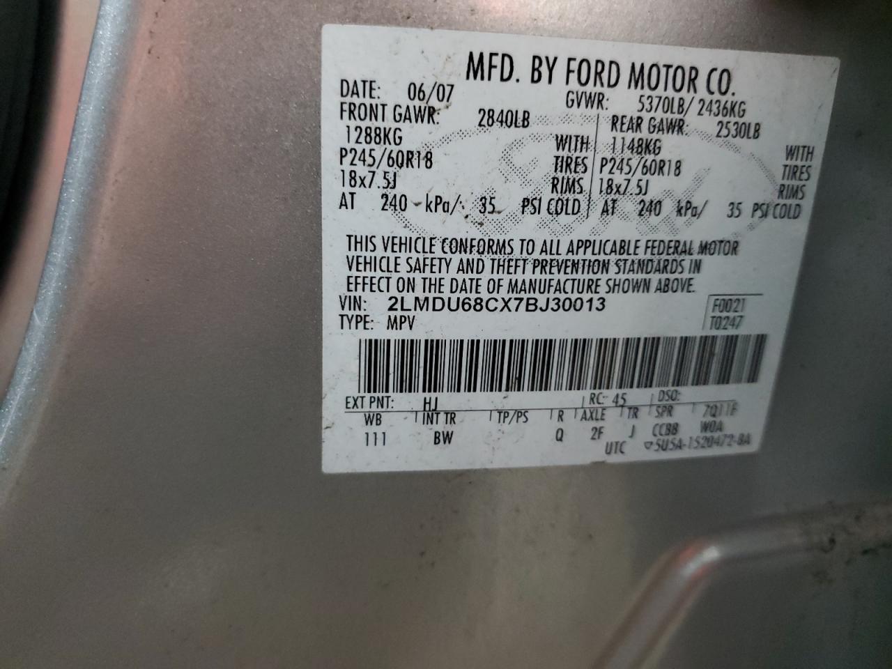 2007 LINCOLN MKX