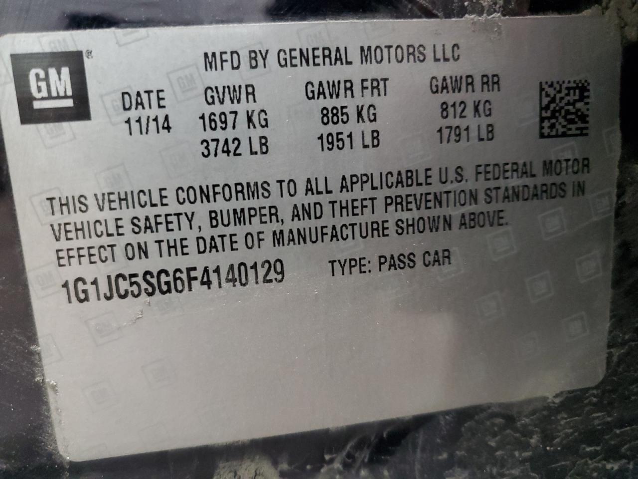 2015 CHEVROLET SONIC