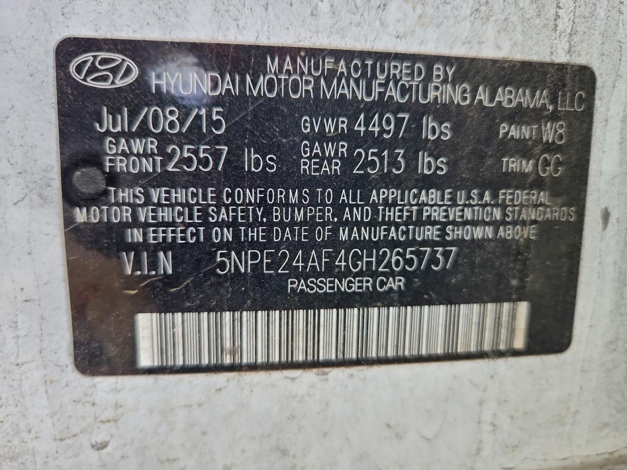 2016 HYUNDAI SONATA