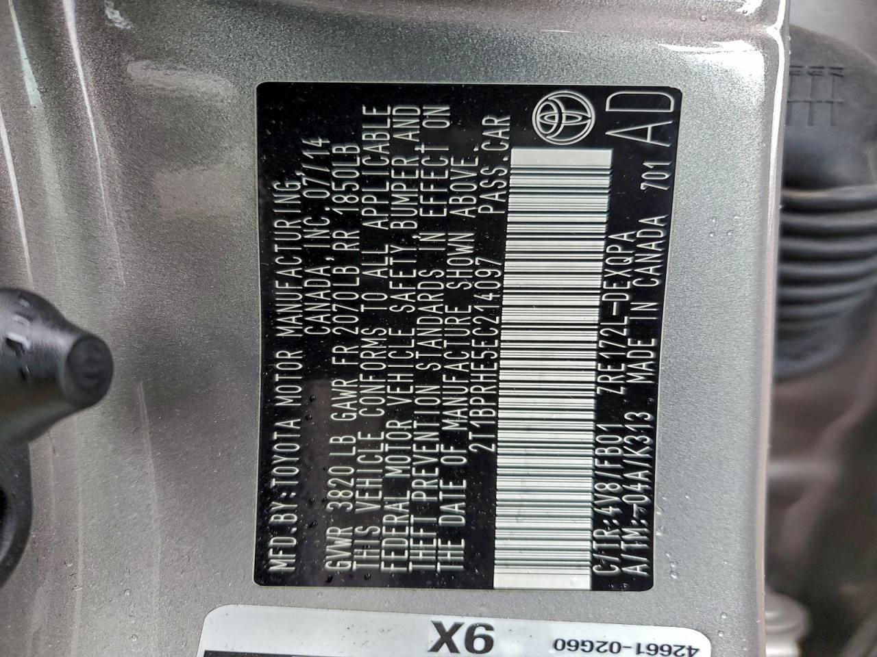 2014 TOYOTA COROLLA