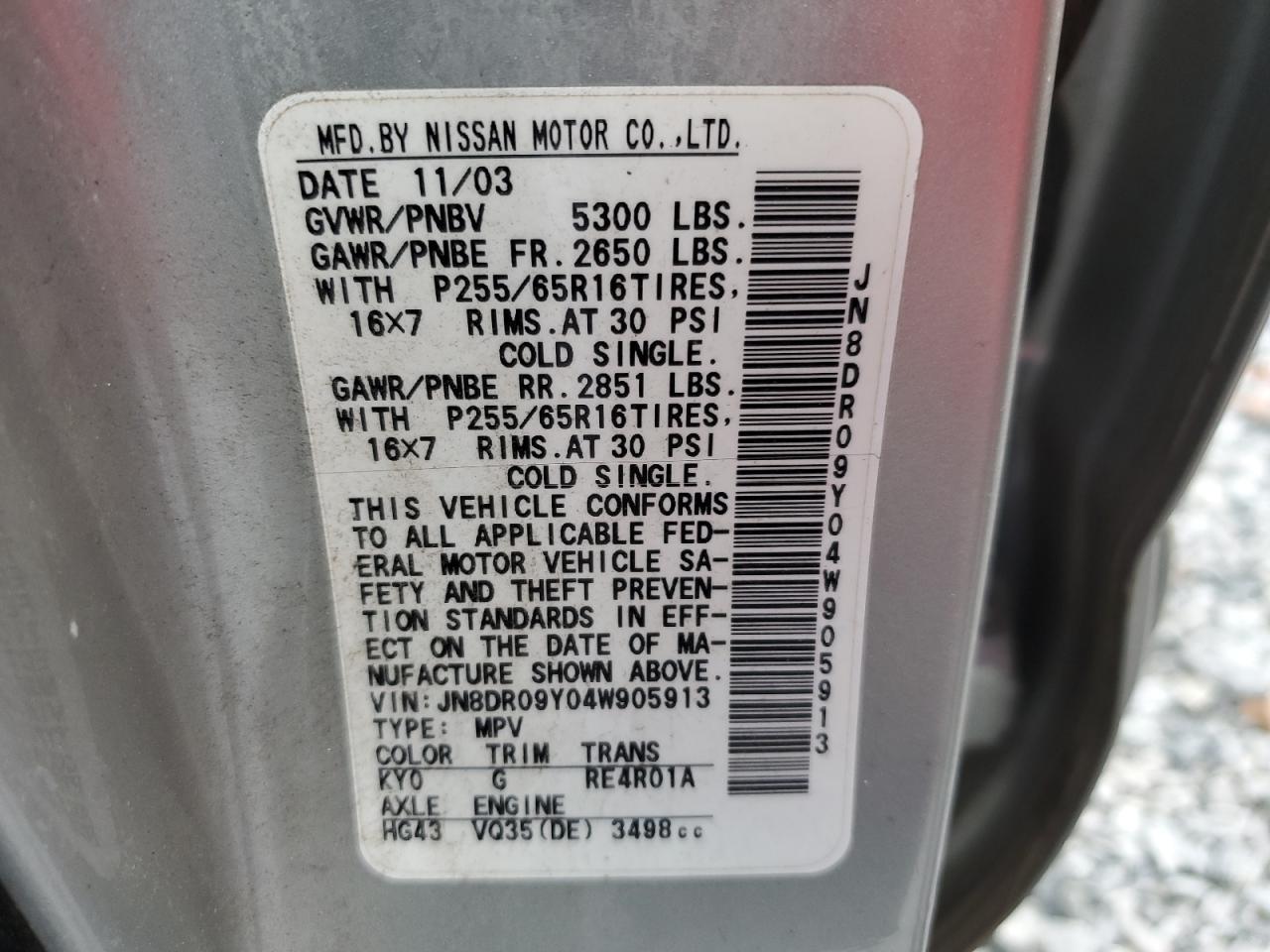 2004 NISSAN PATHFINDER