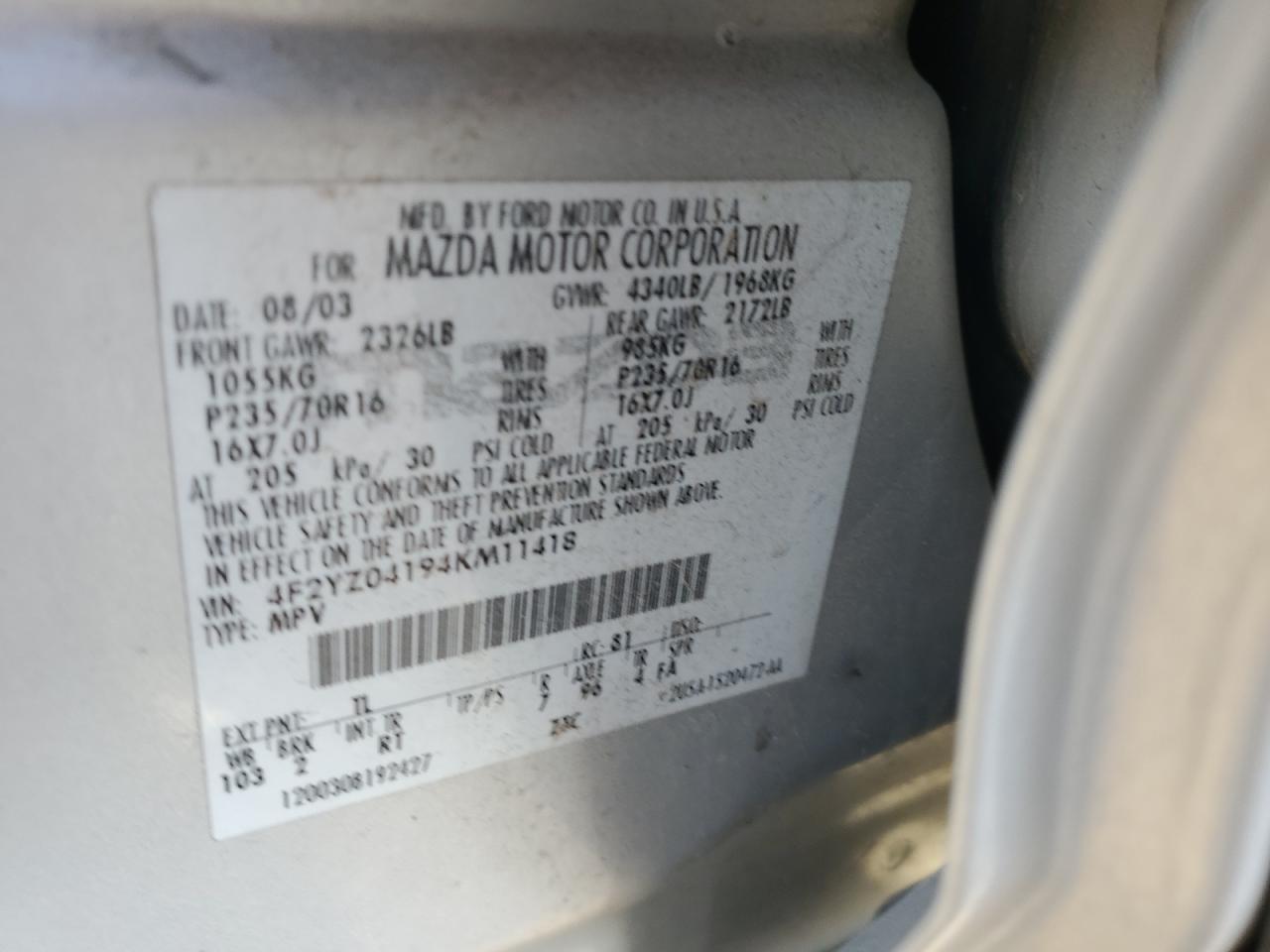 2004 MAZDA Tribute