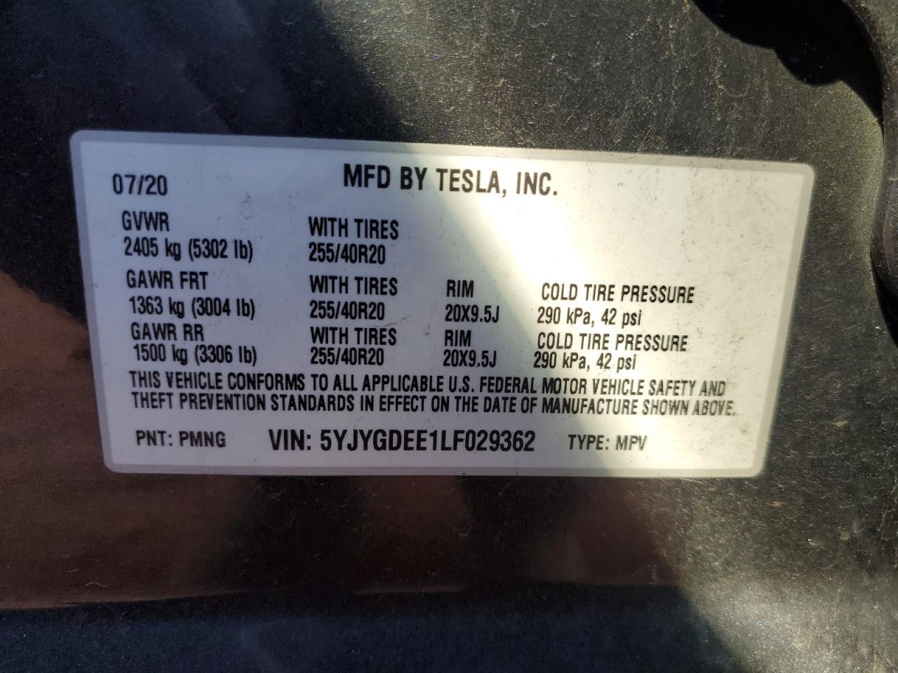2020 TESLA MODEL Y