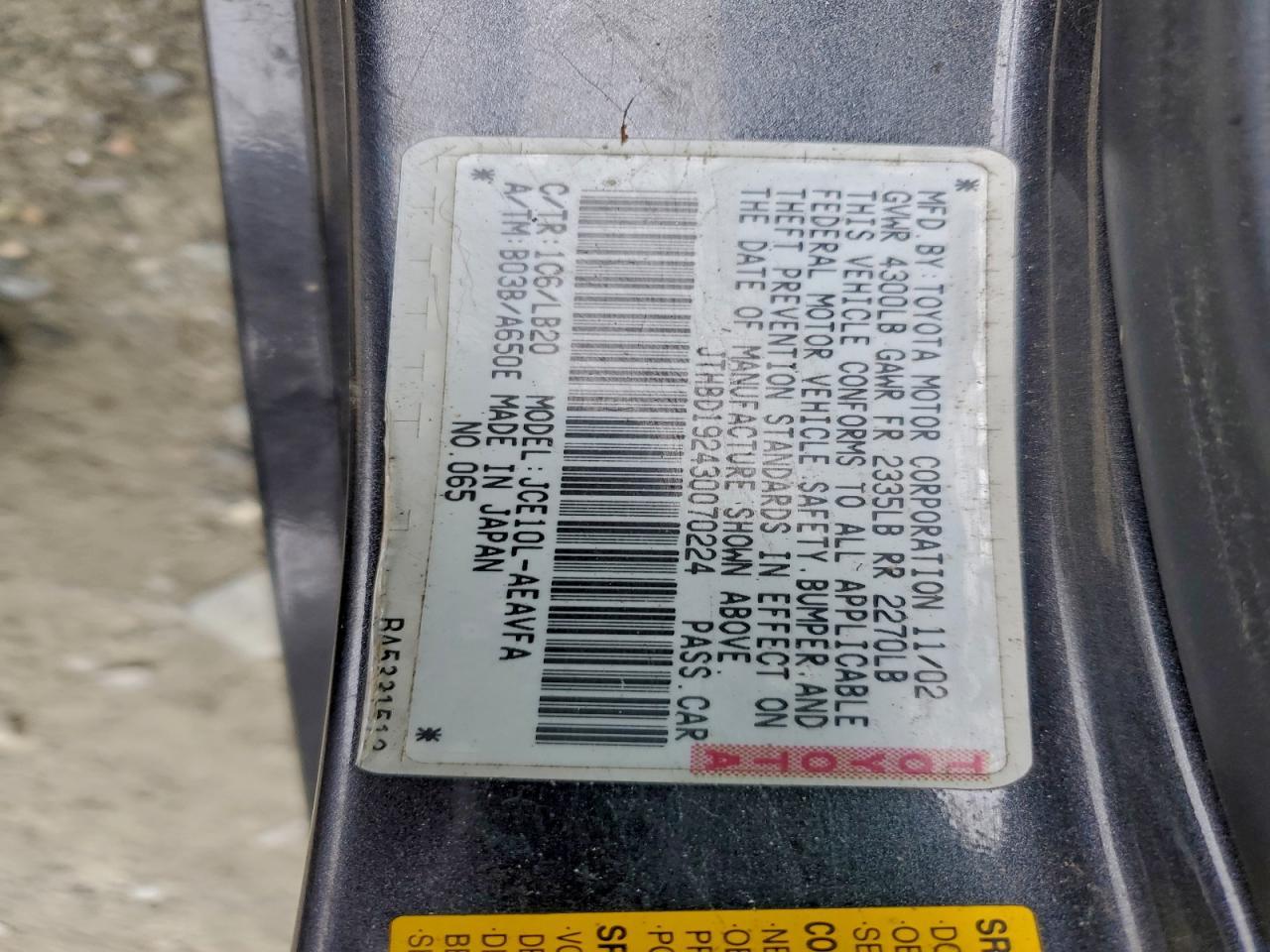 2003 LEXUS IS 300