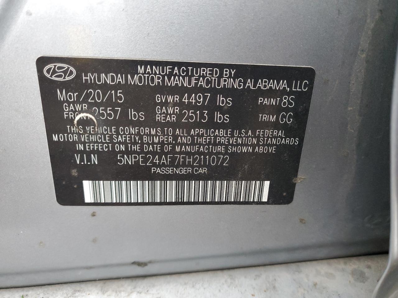 2015 HYUNDAI SONATA