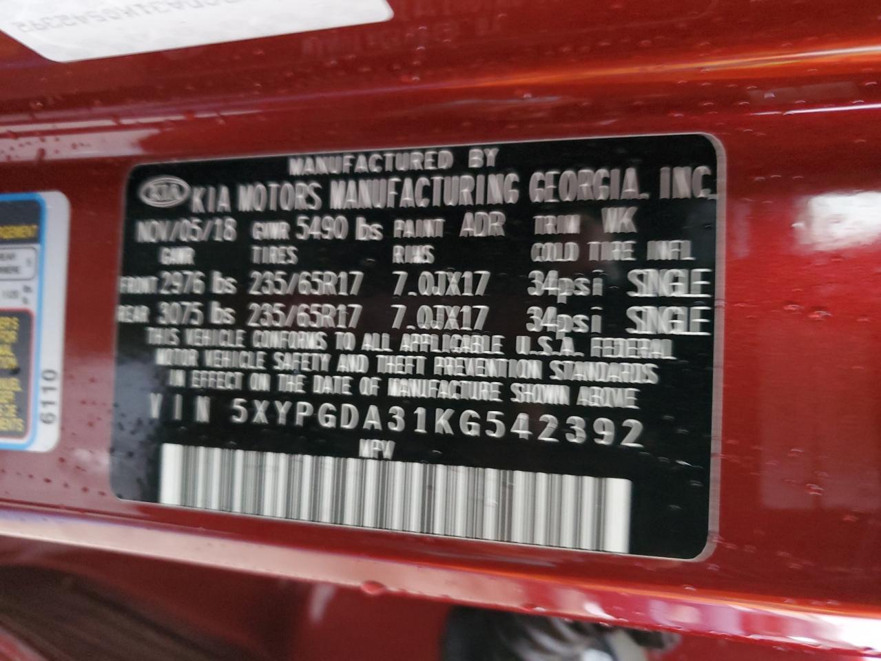 2019 KIA SORENTO