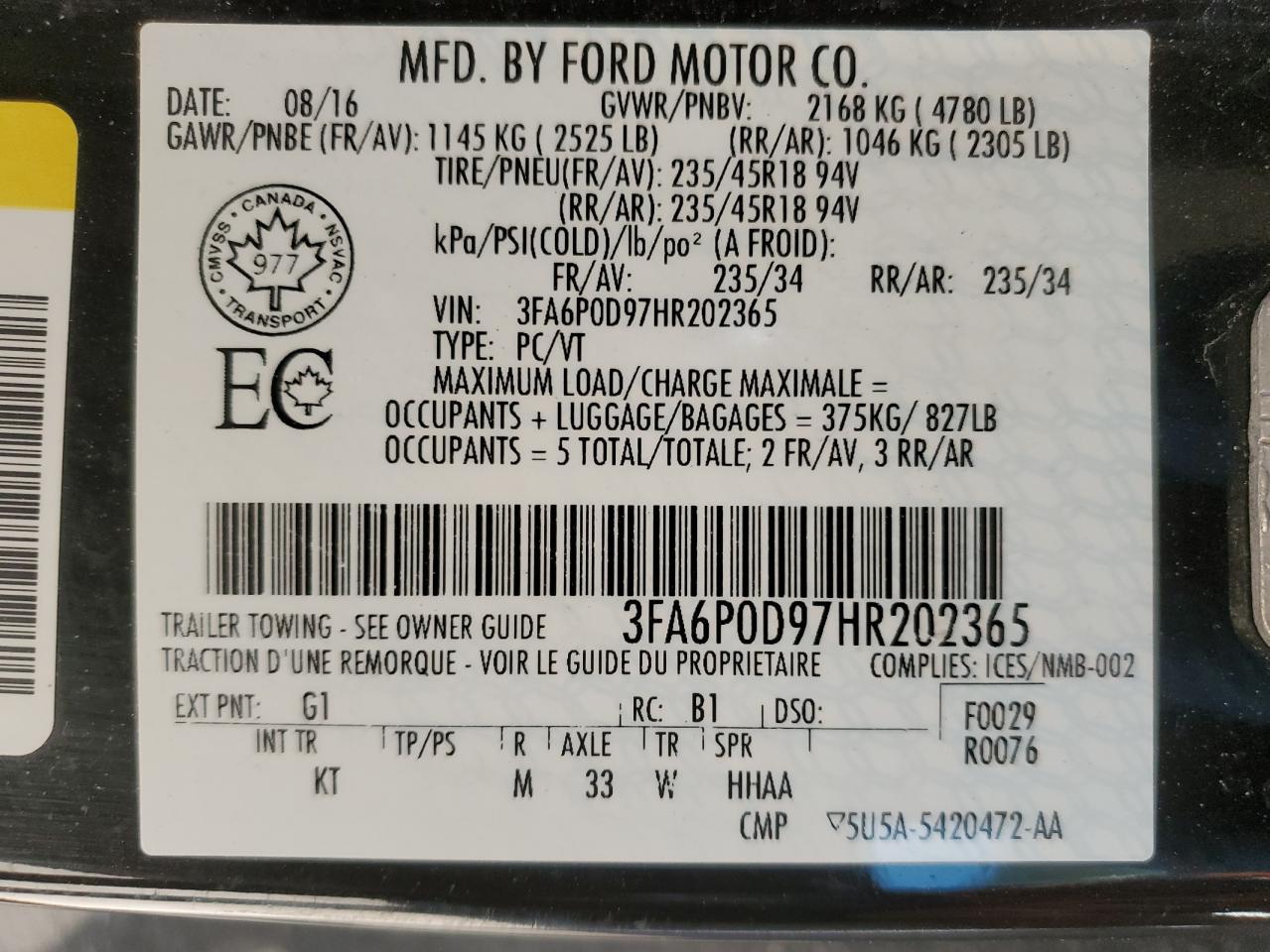 2017 FORD FUSION