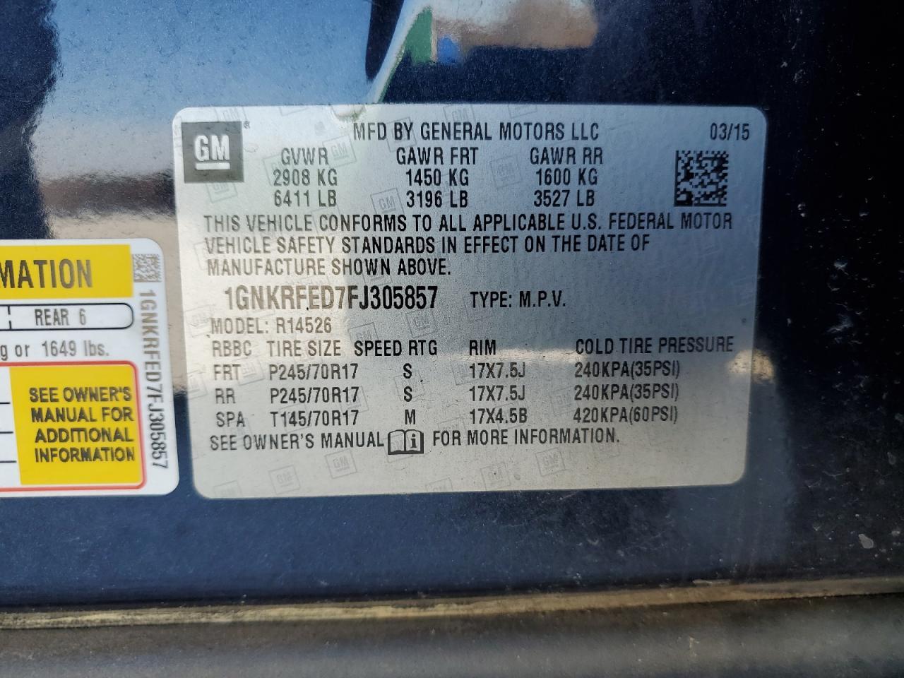 2015 CHEVROLET TRAVERSE