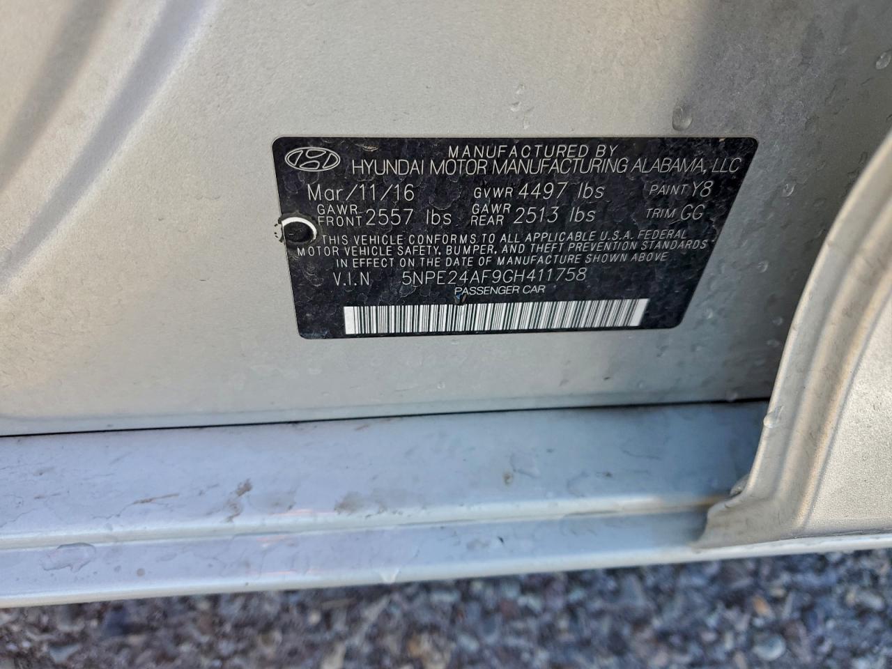2016 HYUNDAI SONATA