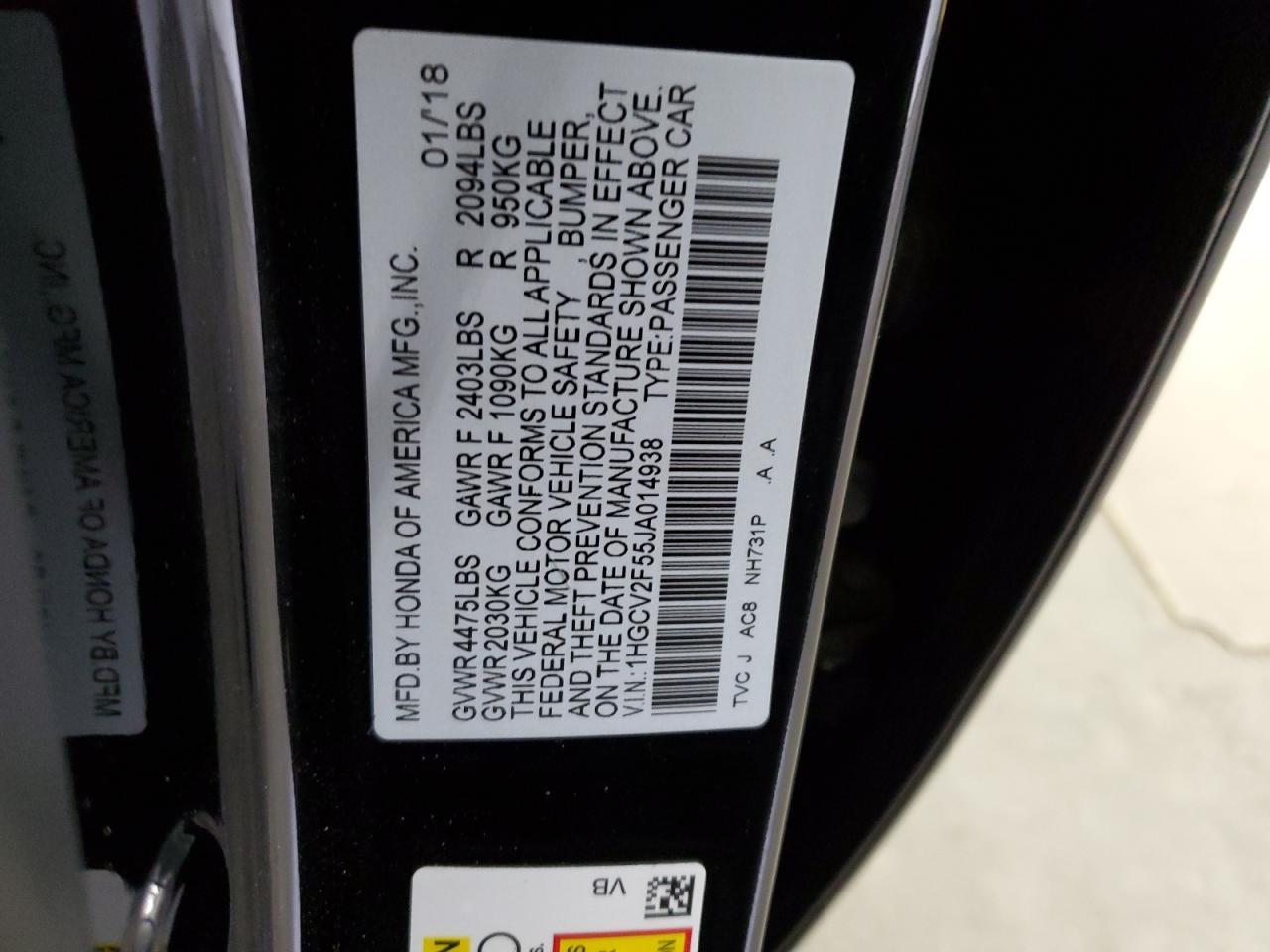 2018 HONDA ACCORD