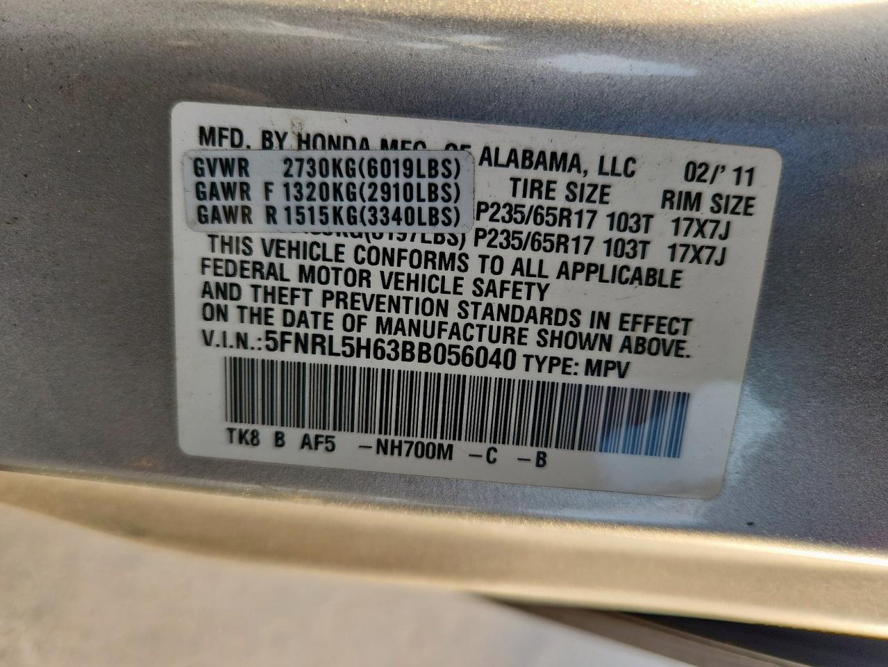 2011 HONDA ODYSSEY