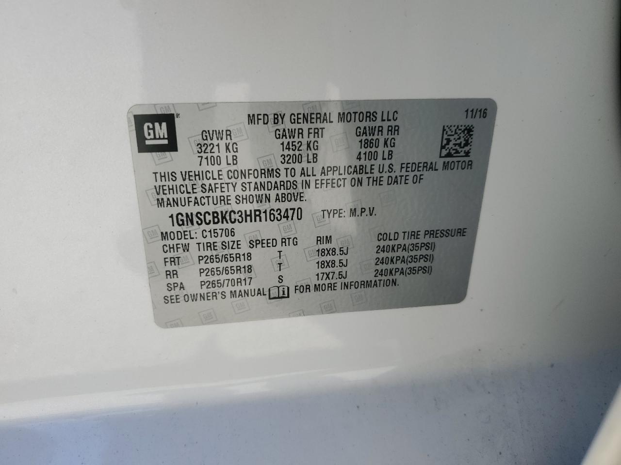 2017 CHEVROLET Tahoe