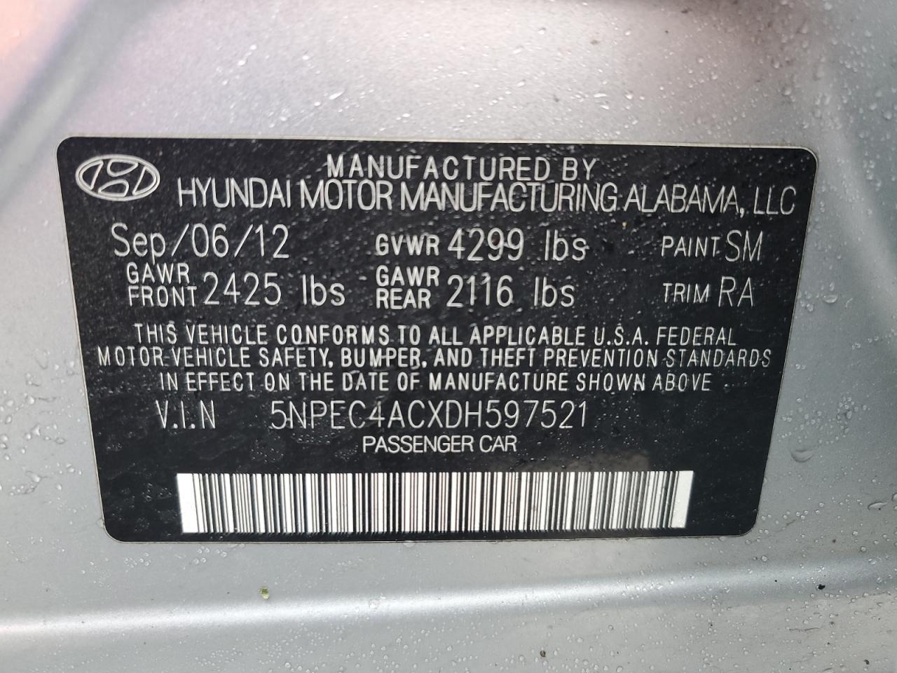 2013 HYUNDAI SONATA