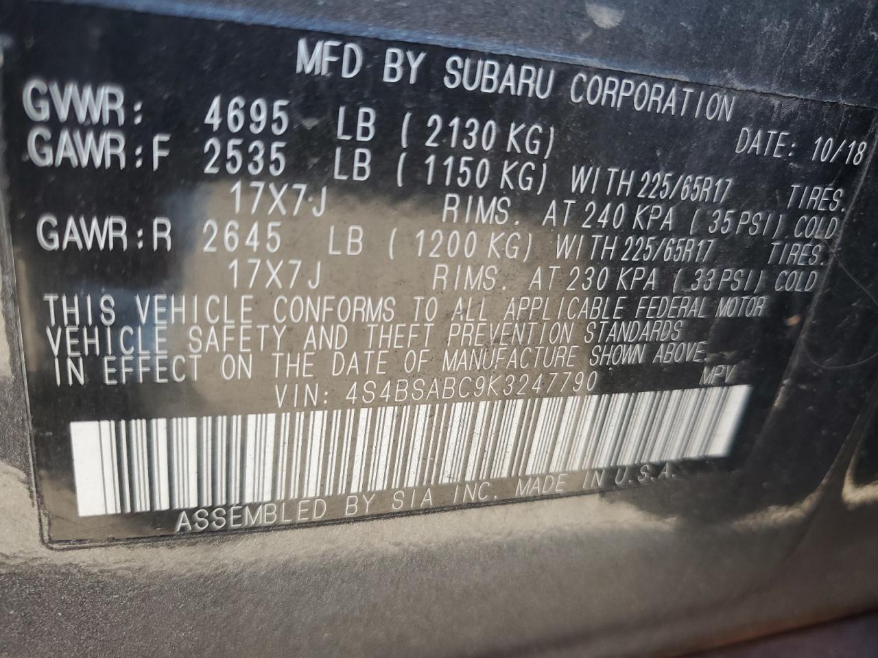 2019 SUBARU Outback