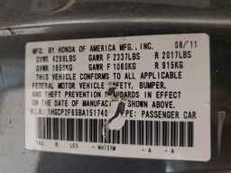 2011 HONDA ACCORD