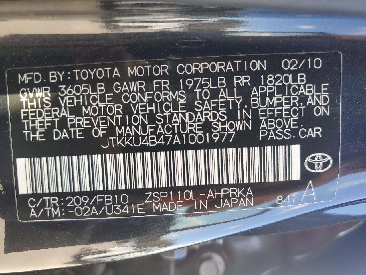 2010 TOYOTA SCION