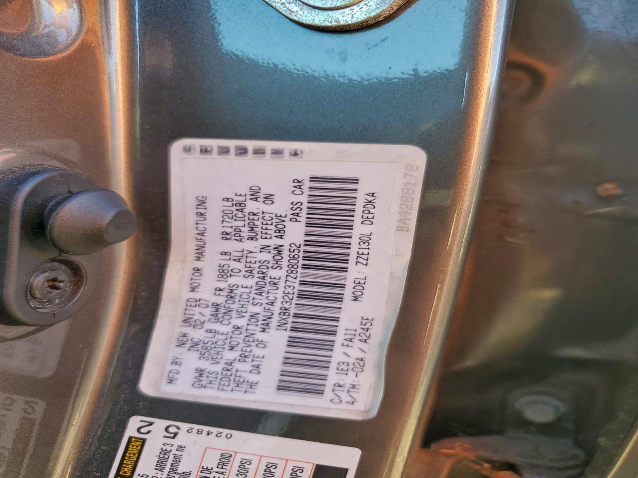 2007 TOYOTA COROLLA