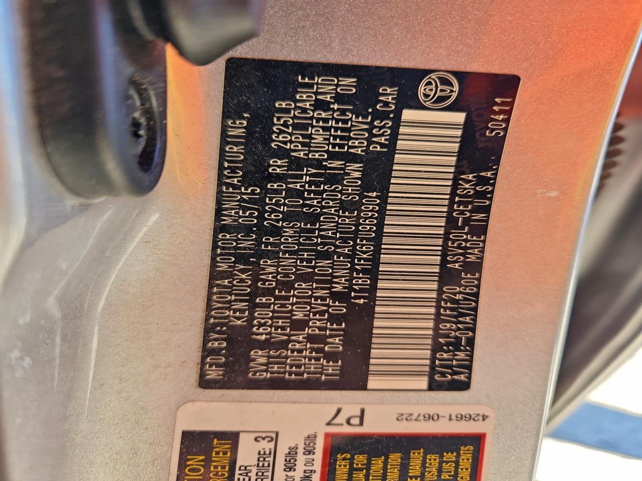 2015 TOYOTA CAMRY