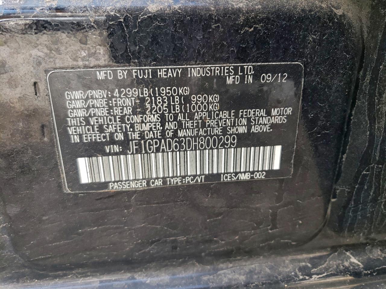 2013 SUBARU IMPREZA